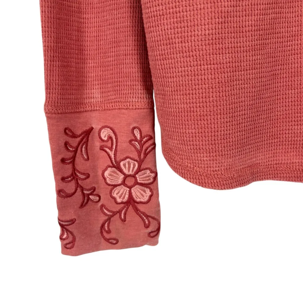 Panhandle Embroidered Lace Up Thermal Top Pink Size XL - Image 5