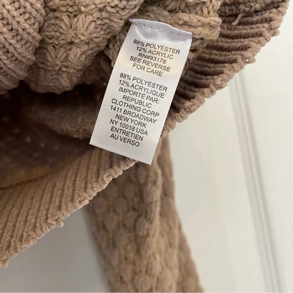 Industry Republic Oversized Cropped Knit Sweater Size XS Tan with Roll Neck - Image 6