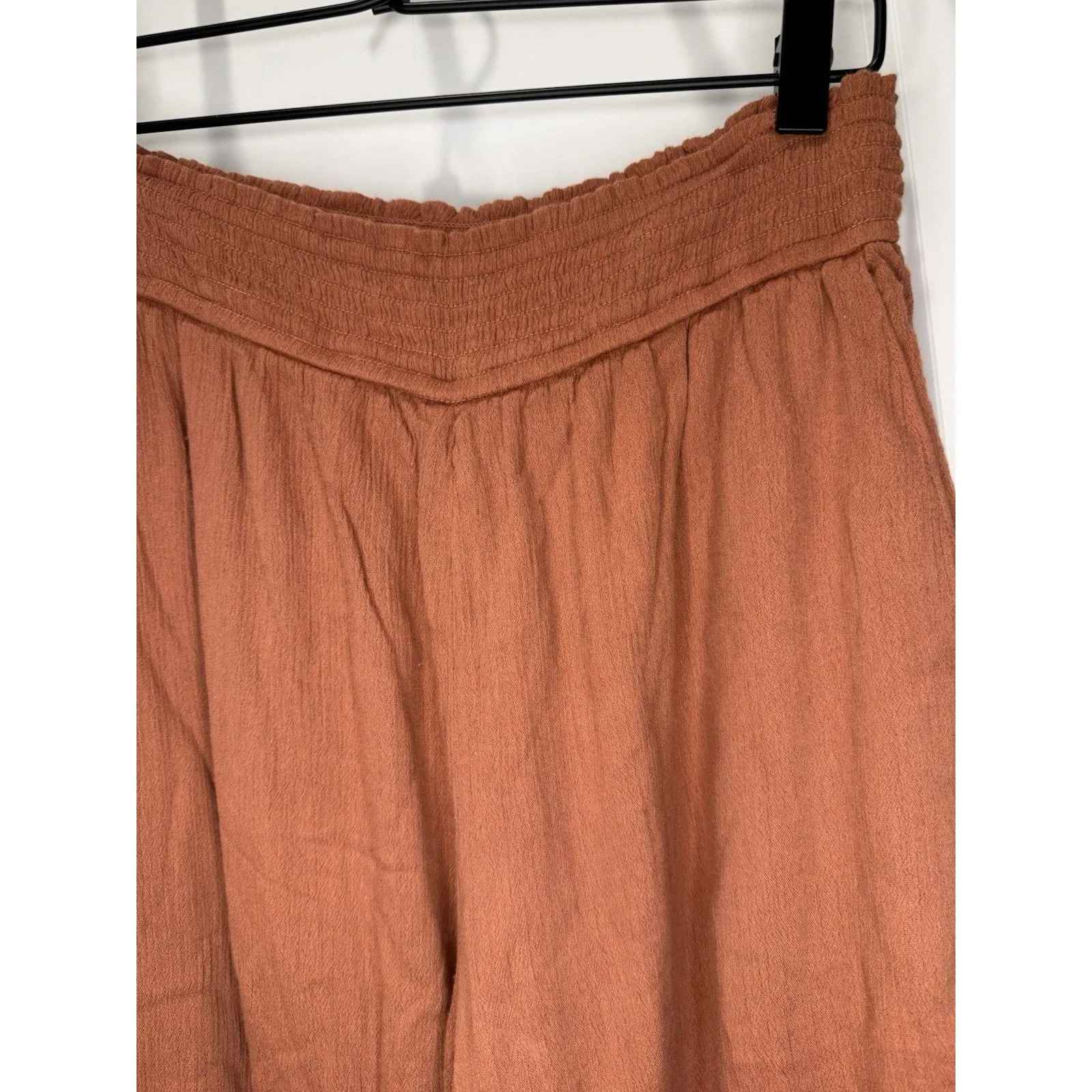 Abercrombie & Fitch Women’s Rust Gauze Wide Leg Pants Elastic Waist Boho Medium - Image 2