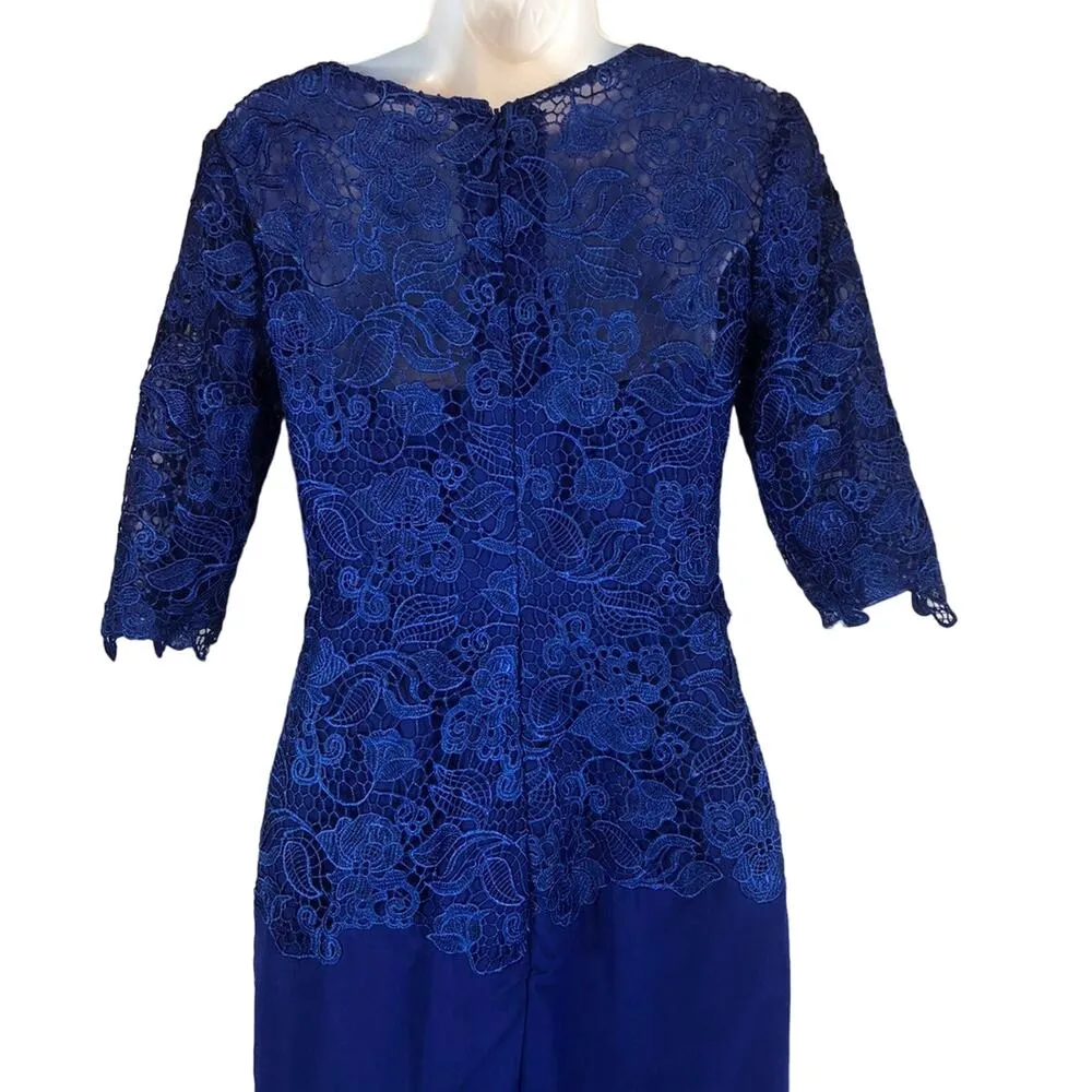 NWT Love Myth evening lace & ruched dress & sheer coat blue size small - Image 9