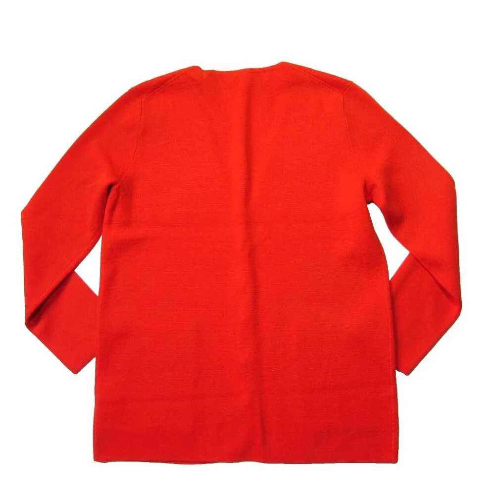 NWT J.Crew Giselle V-neck Sweater-Blazer in Bold Red Orange Knit Cardigan XXL - Image 5