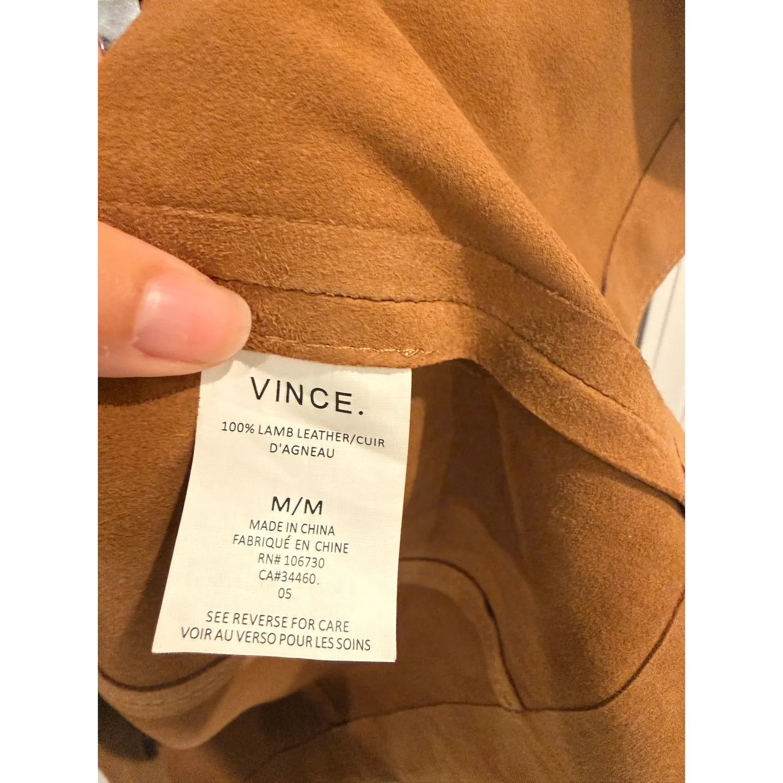 Vince Suede Shift Dress — Camel, Size Medium (100% Lamb Leather) - Image 4
