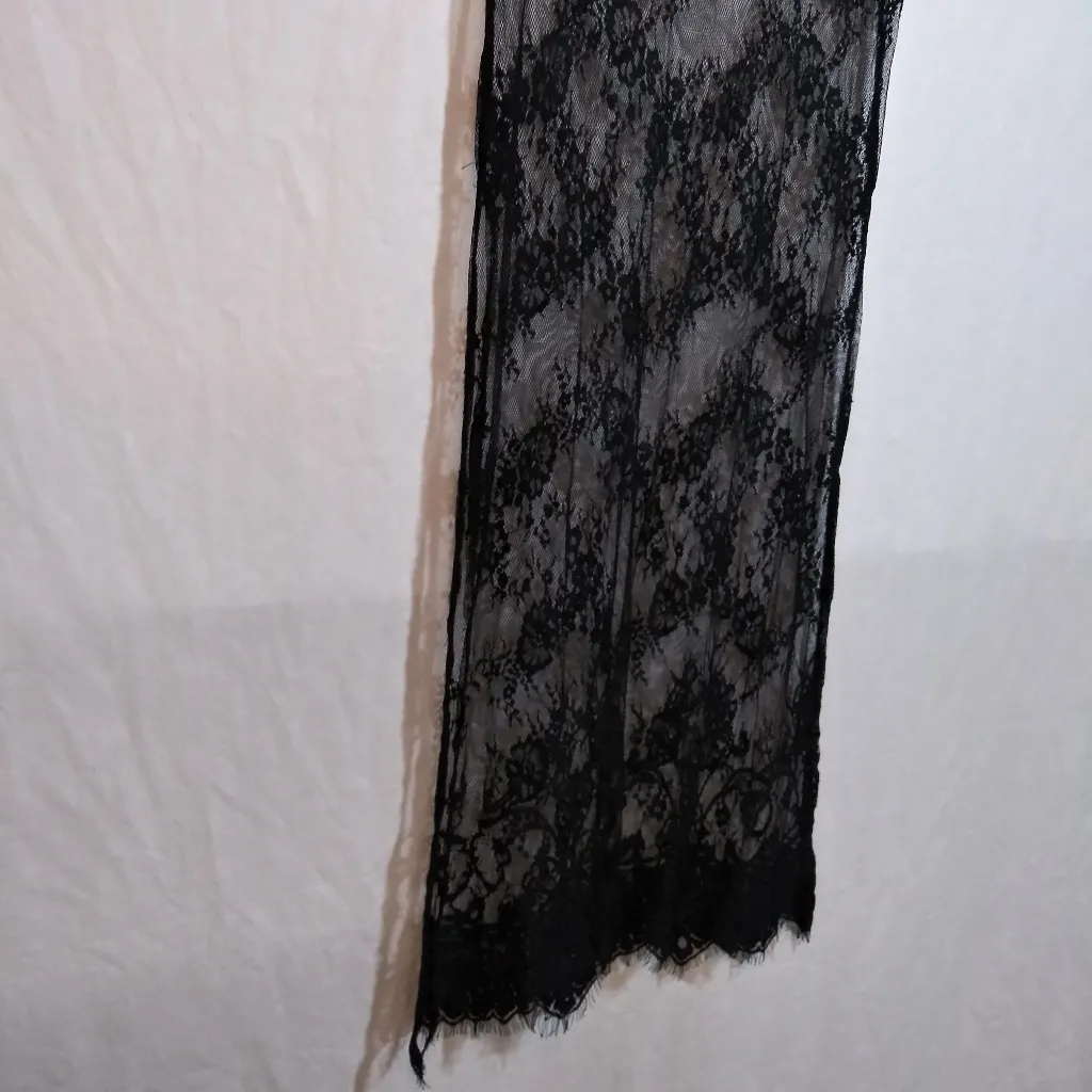 FOREVER 21 Sheer Mesh Midi Dress Whimsigoth Black Lace Pink Floral Applique Sz S - Image 3