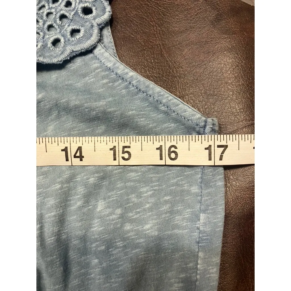 Soft Surroundings Petite Medium Blue Jumpsuit Crochet Detail Sleeveless New - Image 16