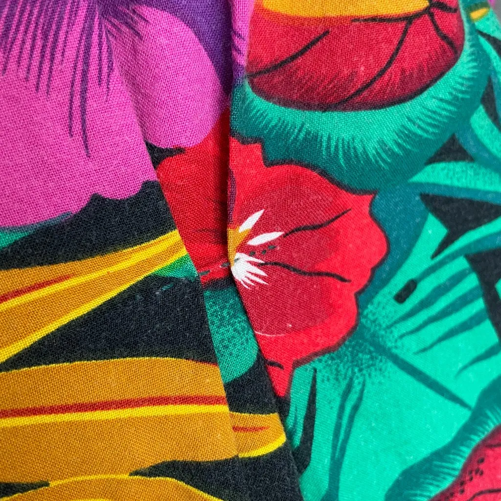 Vintage Hawaiian‎ Shirt ALTERED Uniforms to You Tropical Floral Short Sleeve Red Size L - Image 12