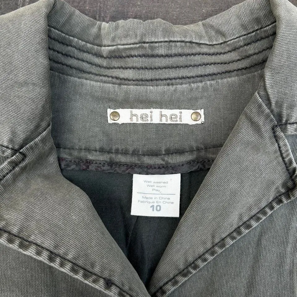 Army Green Hei Hei Anthropologie Cropped Denim Jacket Military Jacket - Image 3