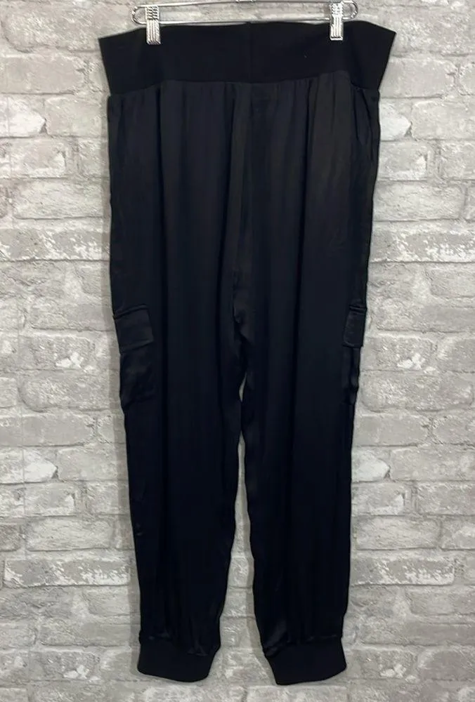 Vici Black Satin Cargo Joggers - Image 5