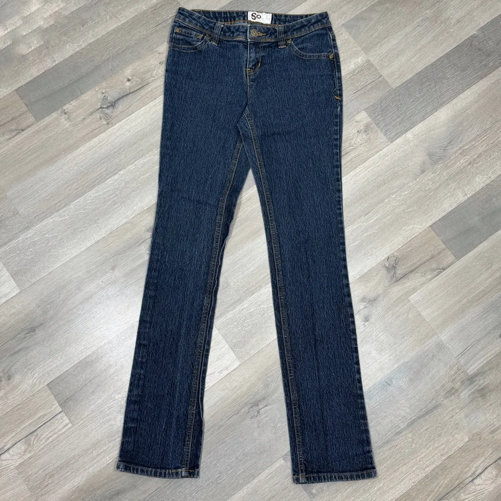 SO Juniors Y2K Vintage Low Rise Straight Leg Skinny Jeans Blue Size 3 - Image 3