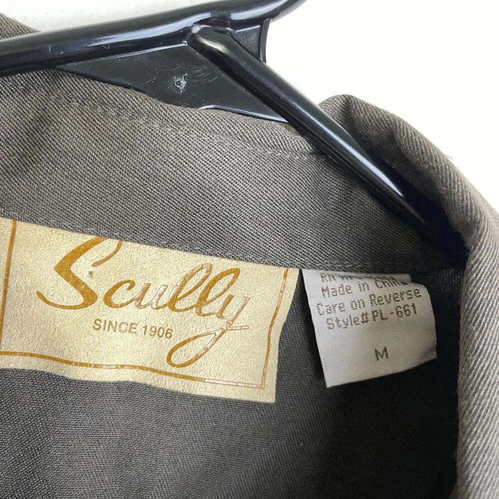 Vintage Scully Womens Western Shirt Medium Brown Pearl Snap Chainstitch Cowgirl - Image 8