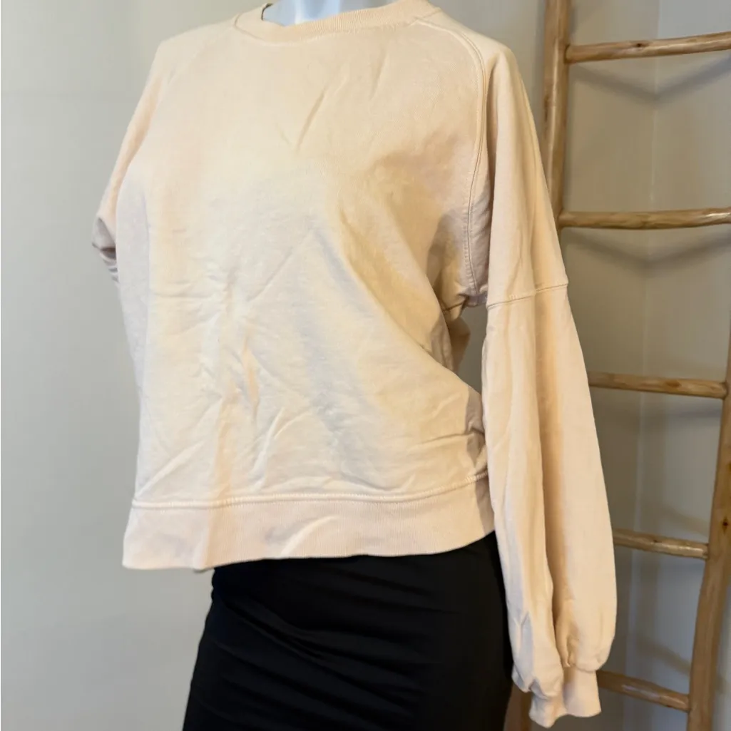 Saks Fifth Avenue Cream Pullover Crewneck Sweatshirt Women’s Size XS - Image 4