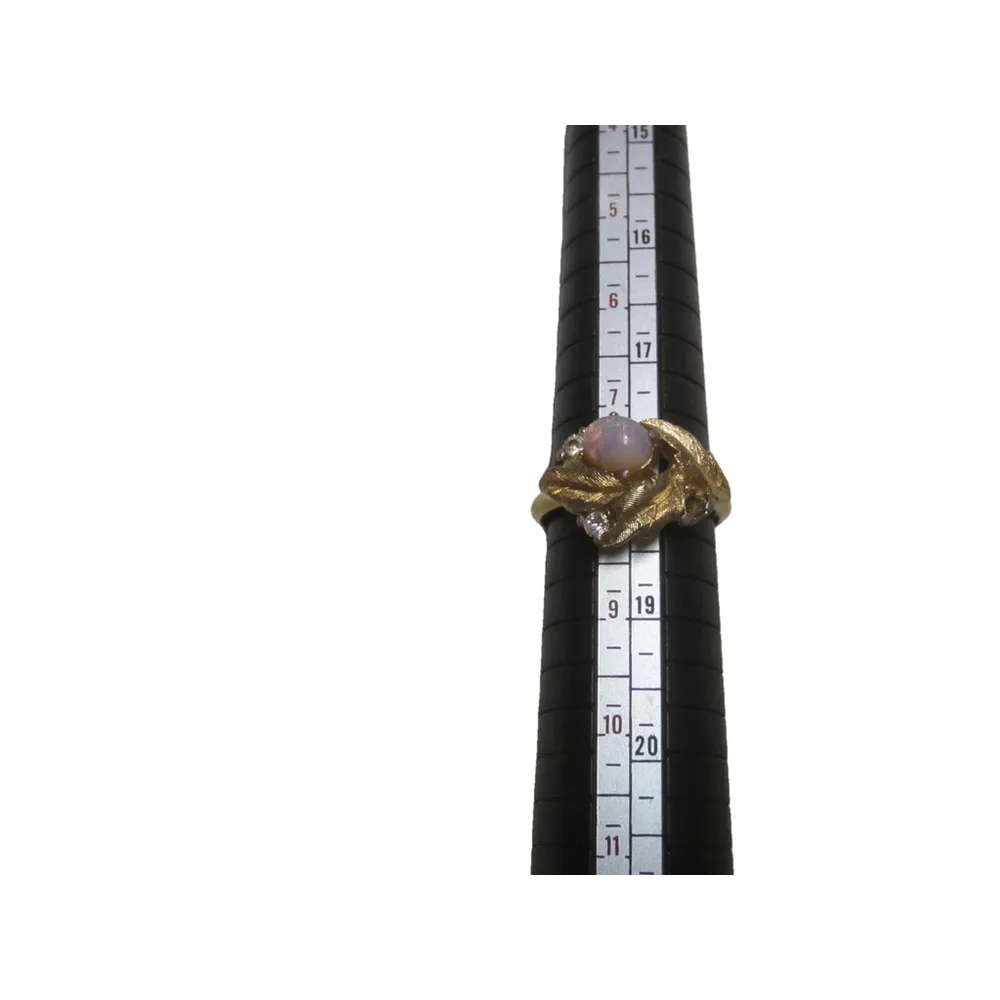 Vintage Opal Leaf Gold Tone Cocktail Ring Avon Size 7 - Image 4