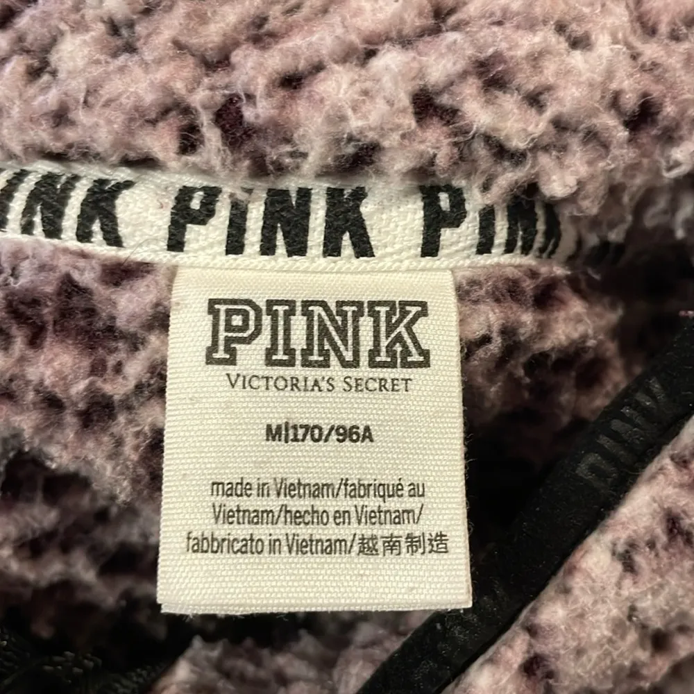 PINK Victorias Secret- Sherpa Pullover 1/4 Zip Front Pocket Purple White- Size M - Image 3
