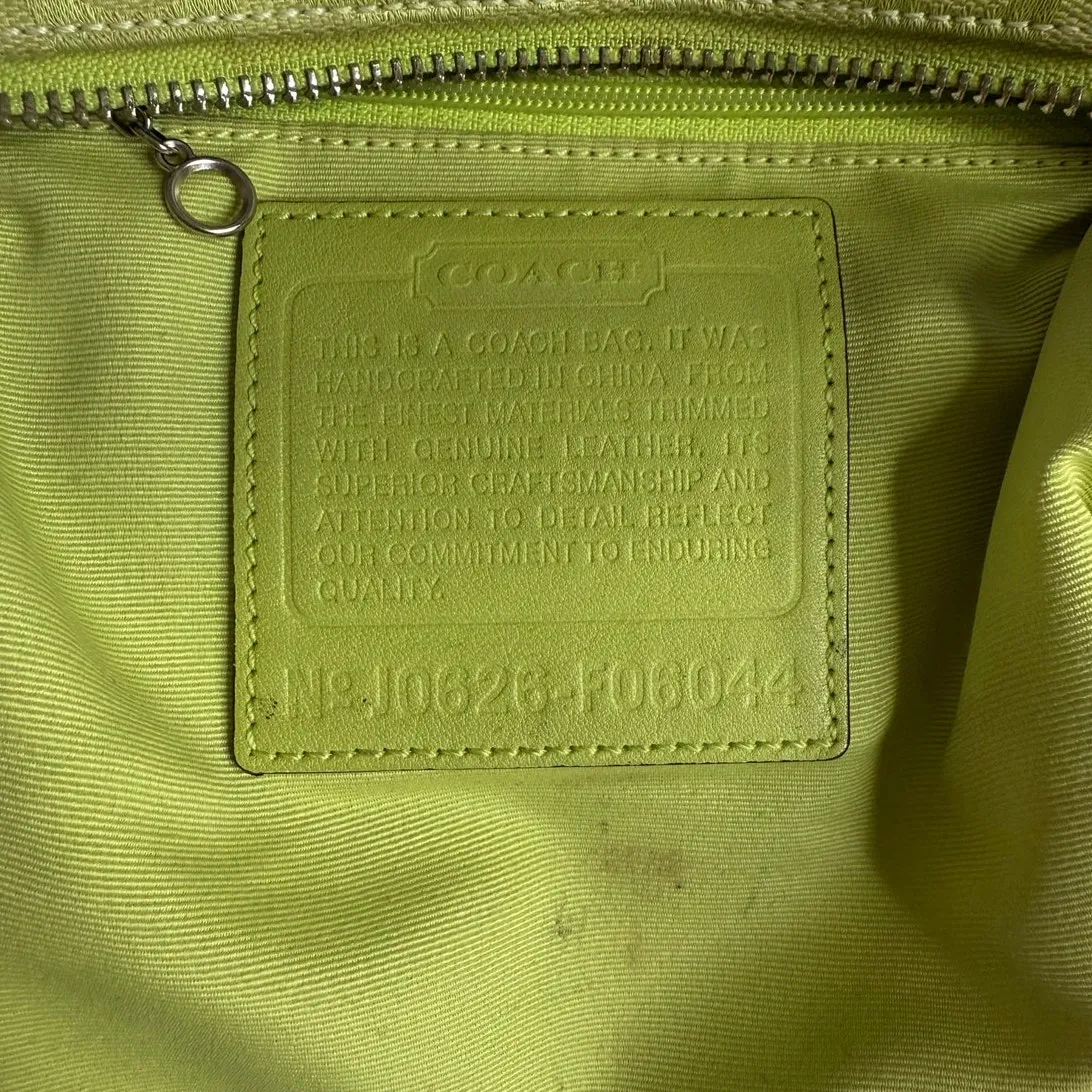 y2k Coach 2006 Vintage F06044 Lime Green Jacquard Shoulder Bag - Image 11