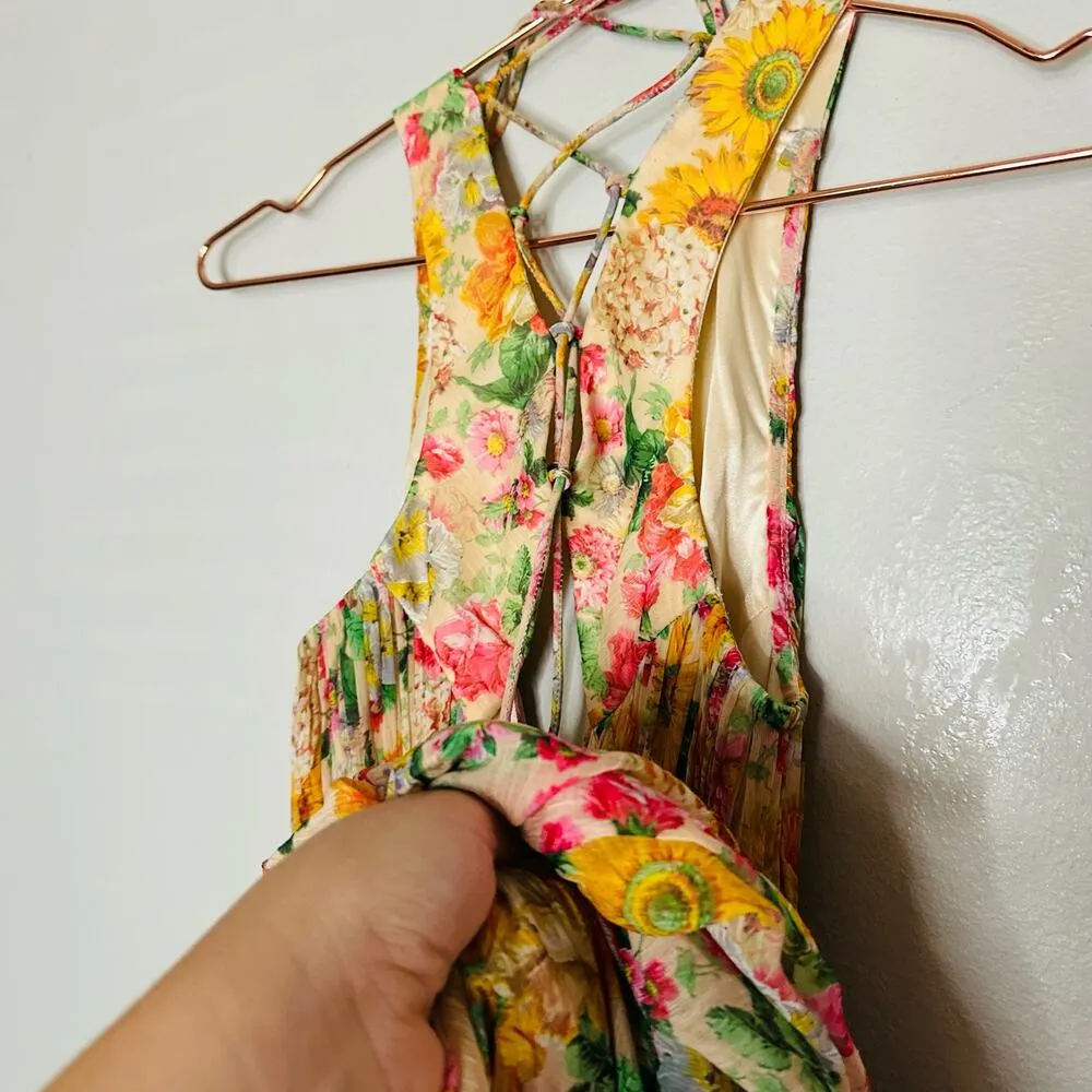 Mac Duggal 9174 Long Formal Multicolored Floral Print Chiffon Gown Dress Size 10 - Image 10