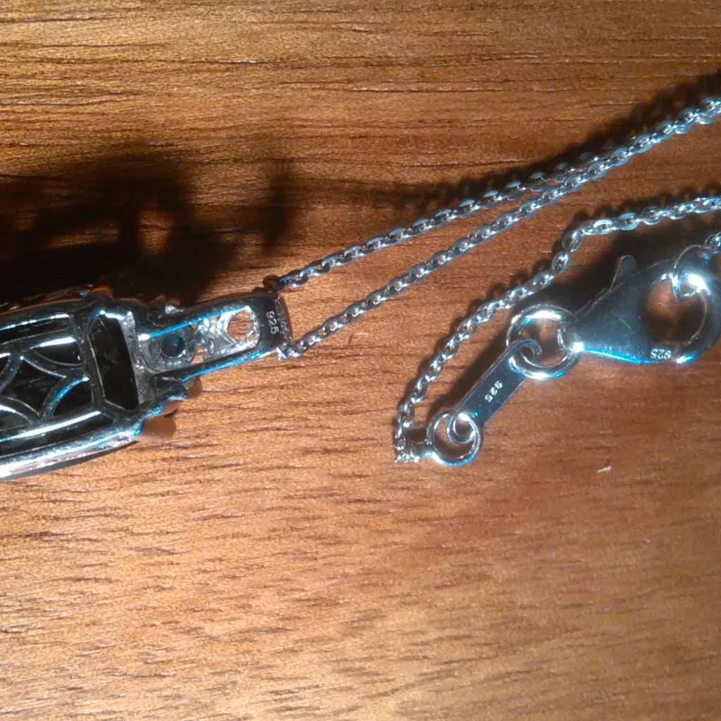 California Black Jade and Neon Apatite Sterling Silver Pendant Necklace - Image 6