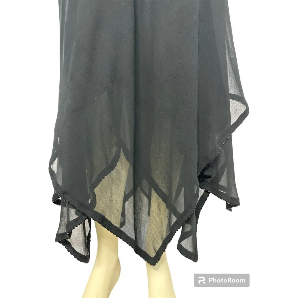 Jeffrey & Dara Evening Skirt Layered Chiffon handkerchief Black beaded size 8 p - Image 4