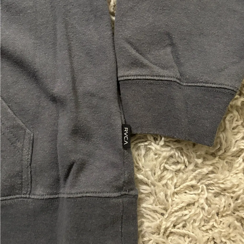 RVCA Charcoal Sphered Pullover Hoodie with Yellow Logo Size L - Image 6
