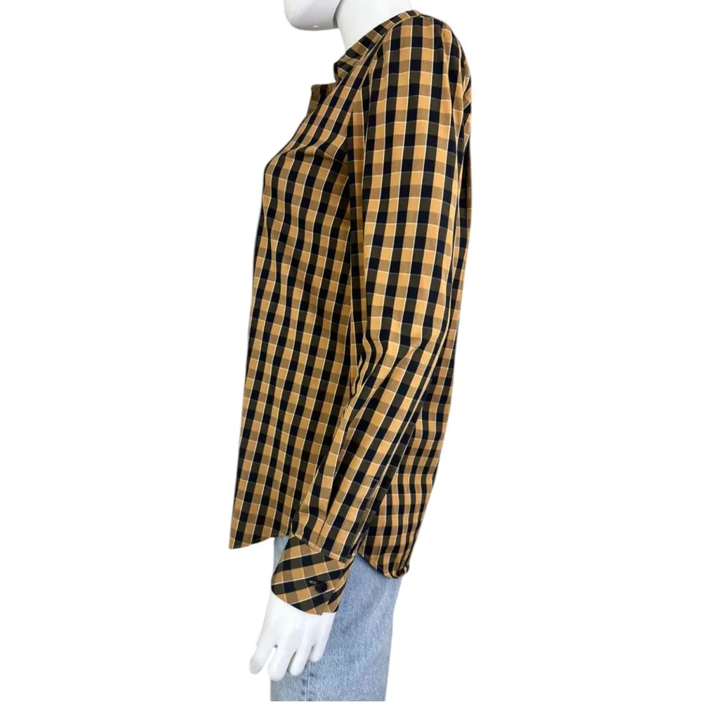 LAFAYETTE 148 NEW YORK Black and Brown Checkered Button Down Size S - Image 4