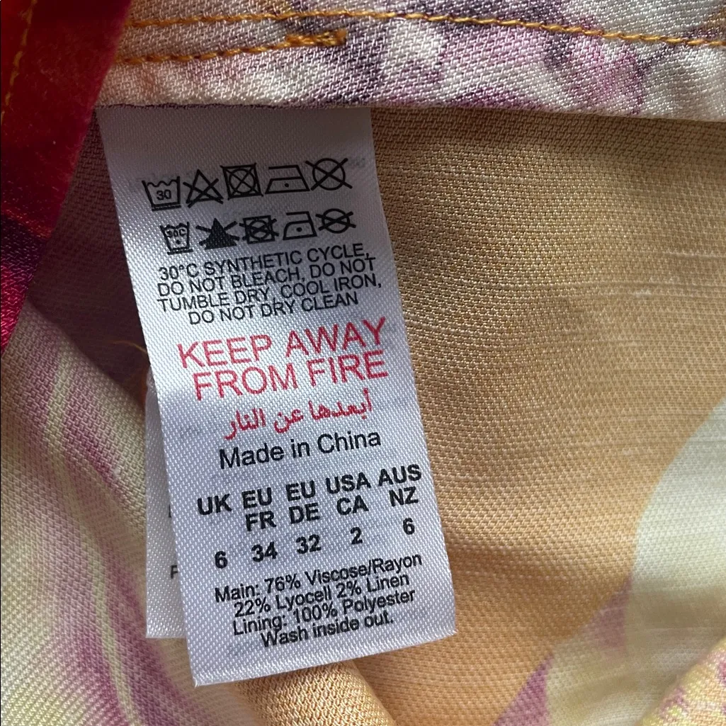 KAREN MILLEN Viscose Linen Batik Print Woven Mini Dress Floral - Image 16