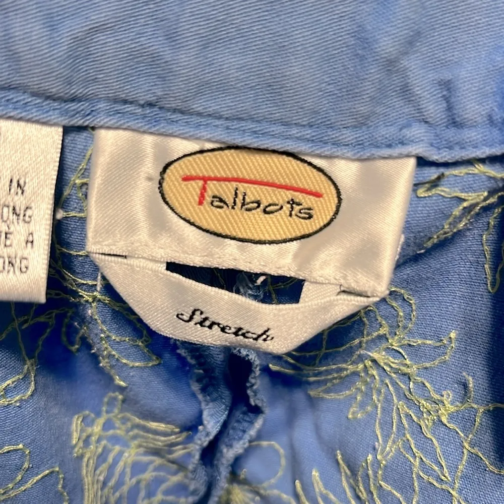 Talbots Cotton Blue Pants Capris Cropped Pineapple Embroidered Womens 6 - Image 6