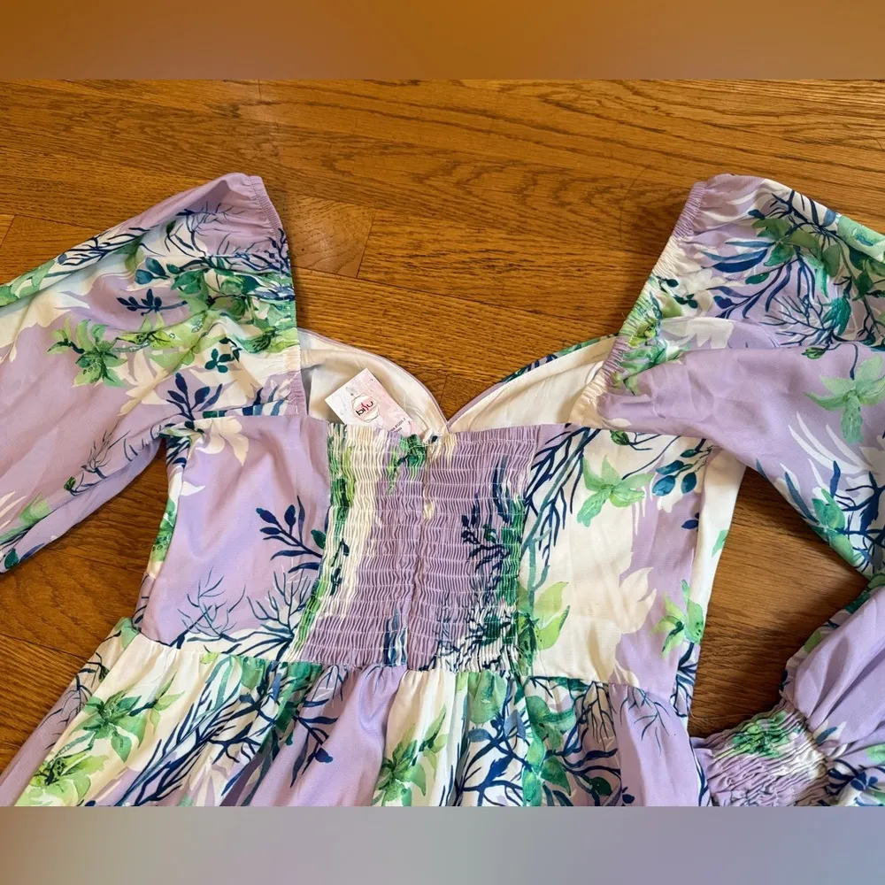 NWT Sweetheart neck Floral Maxi Dress in size M Purple Size M - Image 11
