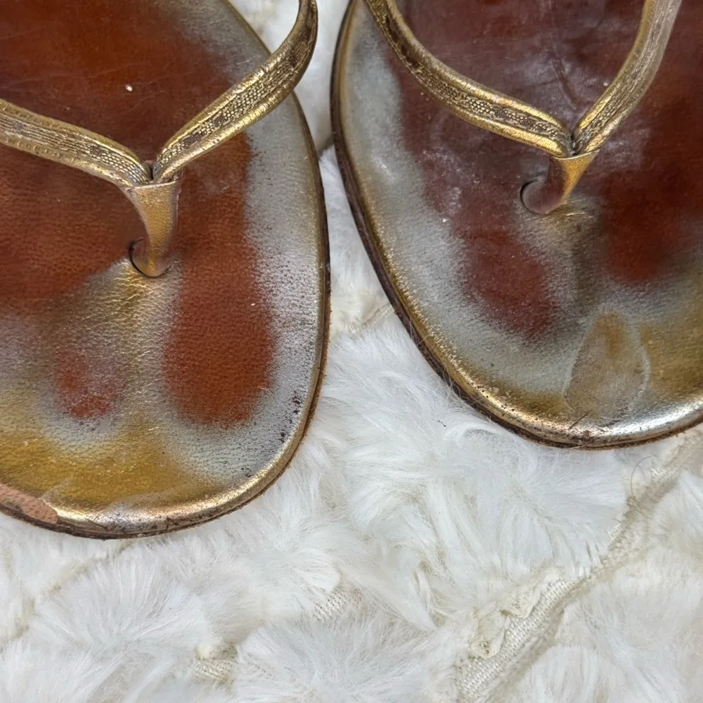 Gucci Gold and Brown Sandals with Metallic Straps - Image 6