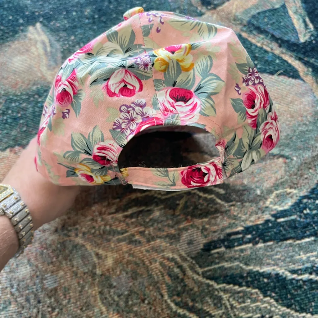 Paris Floral Baseball Cap Pink Cotton Adjustable Strapback Hat Vintage Y2K Women - Image 8