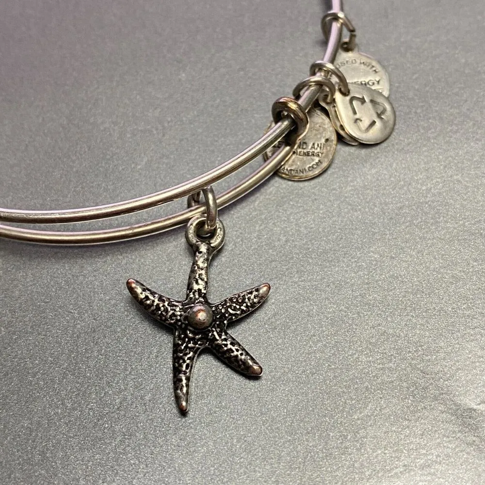 Alex And Ani Starfish Bangle Bracelet Silver-Tone Expandable Adjustable Boho Sea - Image 4