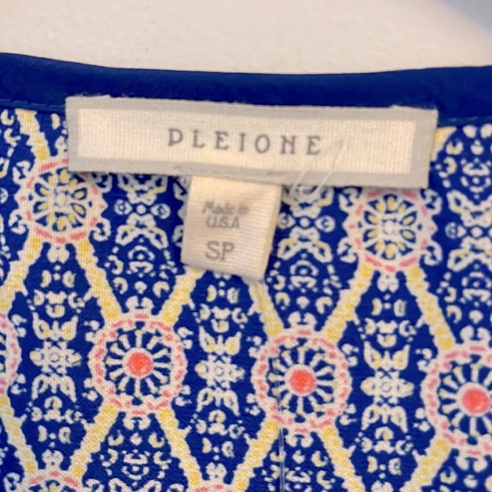 PLEIONE SHIFT DRESS Small Royal Blue/Pink/Yellow Print Capped Sleeve NWT‎ - Image 6