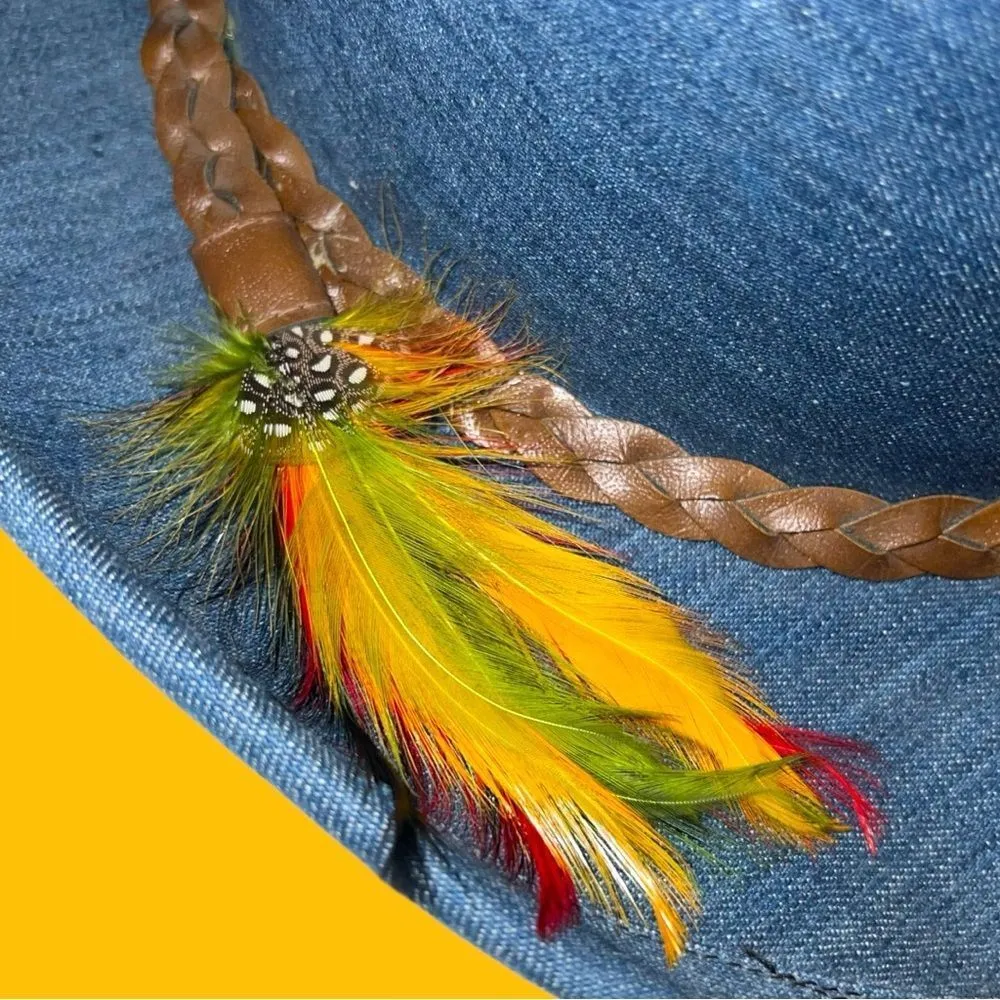 Retro throw back denim cowgirl hat! New Blue - Image 12