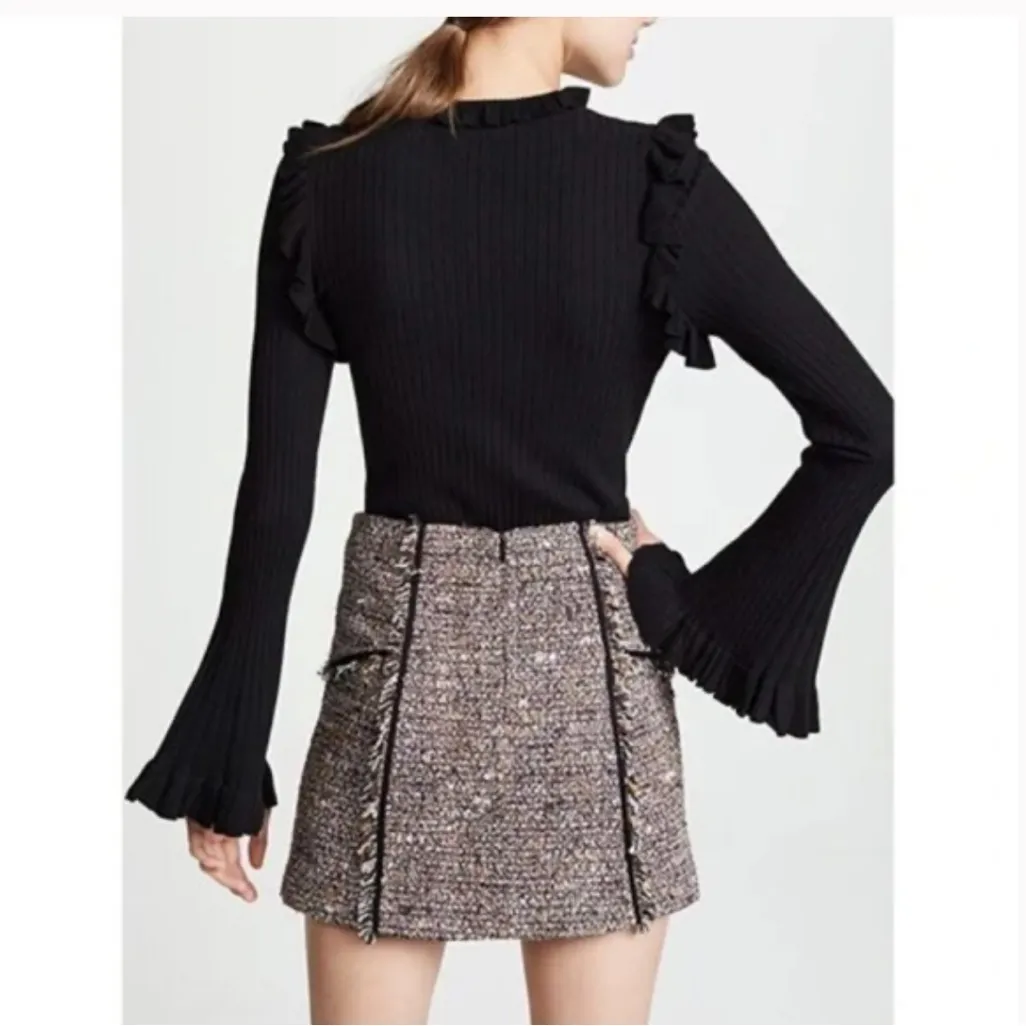 LINE + DOT sweater black ruffle trim small - Image 3