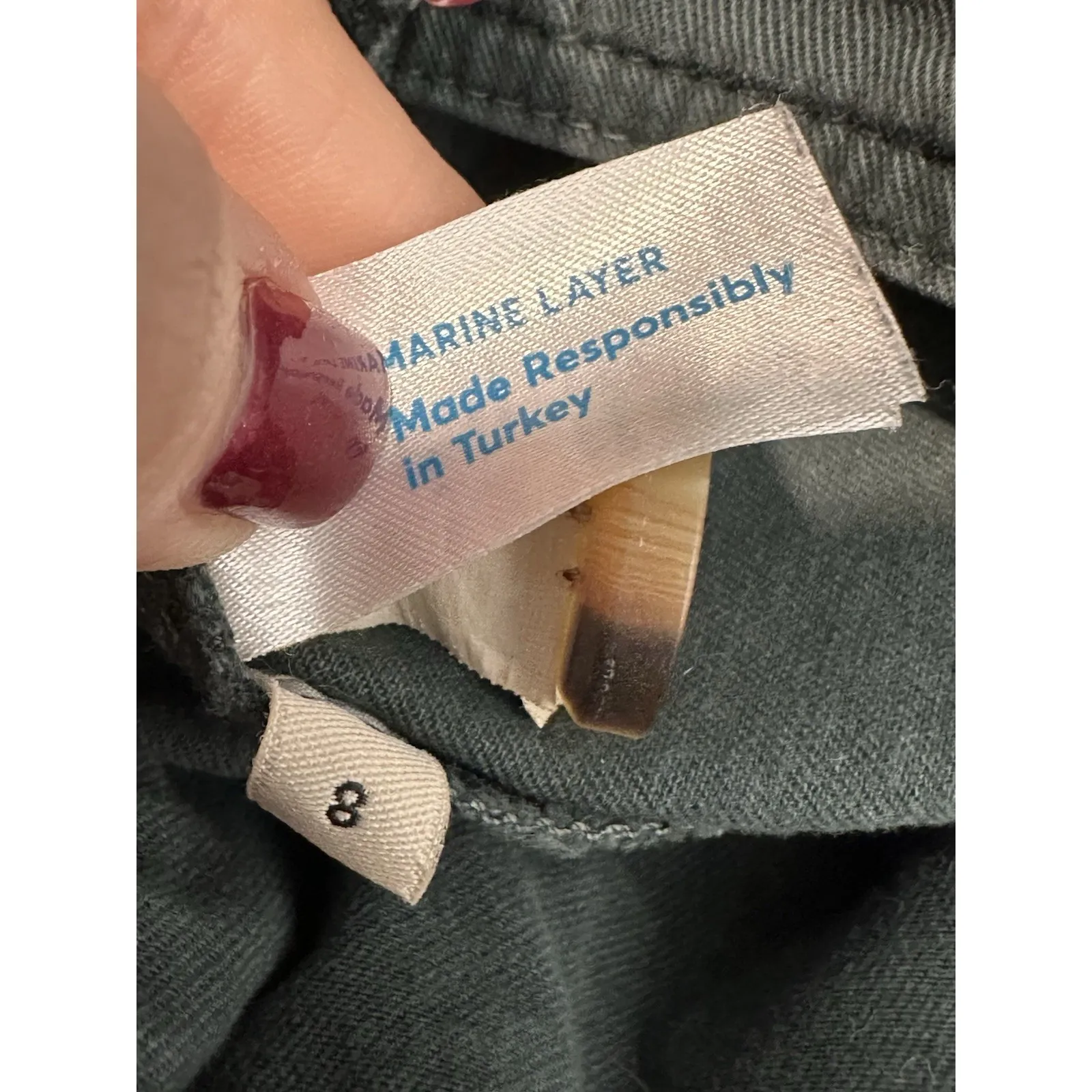 Marine Layer Bridget Wide Leg Pants Green Women's Size 8 Gorpcore Preppy #EF1-7 - Image 4