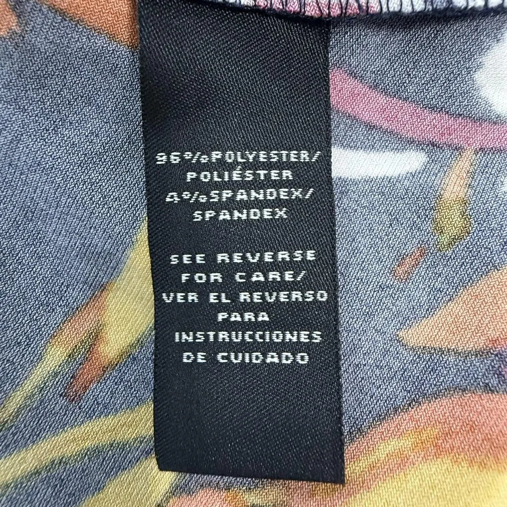 MSK Floral Midi Dress Womens M Collared Multicolor Front Zip Short Sleeve Jersey Blue Size M - Image 8