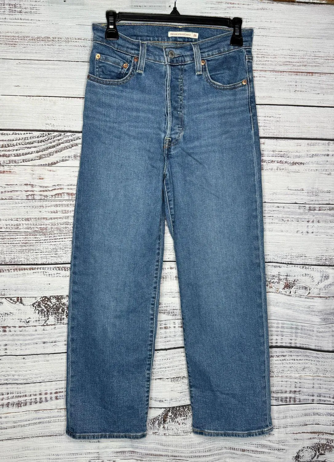 Levi's Ribcage Straight Ankle Jeans - Georgie Wash - Size 26 - Image 2