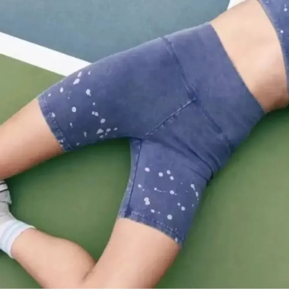 Offline By Aerie Original Navy Blue and White Polka Dotted High-Rise Bike Short - Image 7