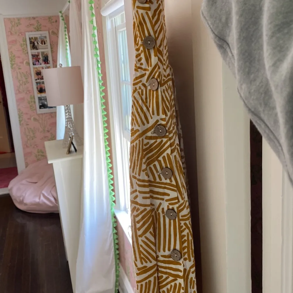 Very J  Midi Yellow and white stripped asymmetrical dress - Image 4