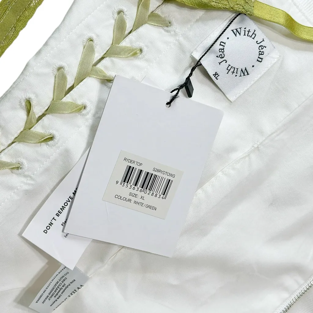 WITH JÉAN Ryder Corset, White/Green, XL - Image 5