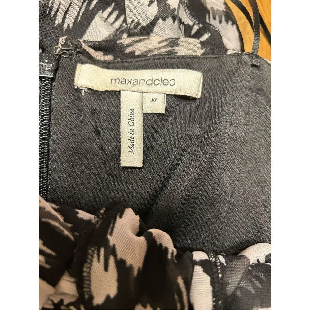 MAX & CLEO Dress “Jenny” Bodycon Mini Black Ecru Strapless Size 10 - Image 5