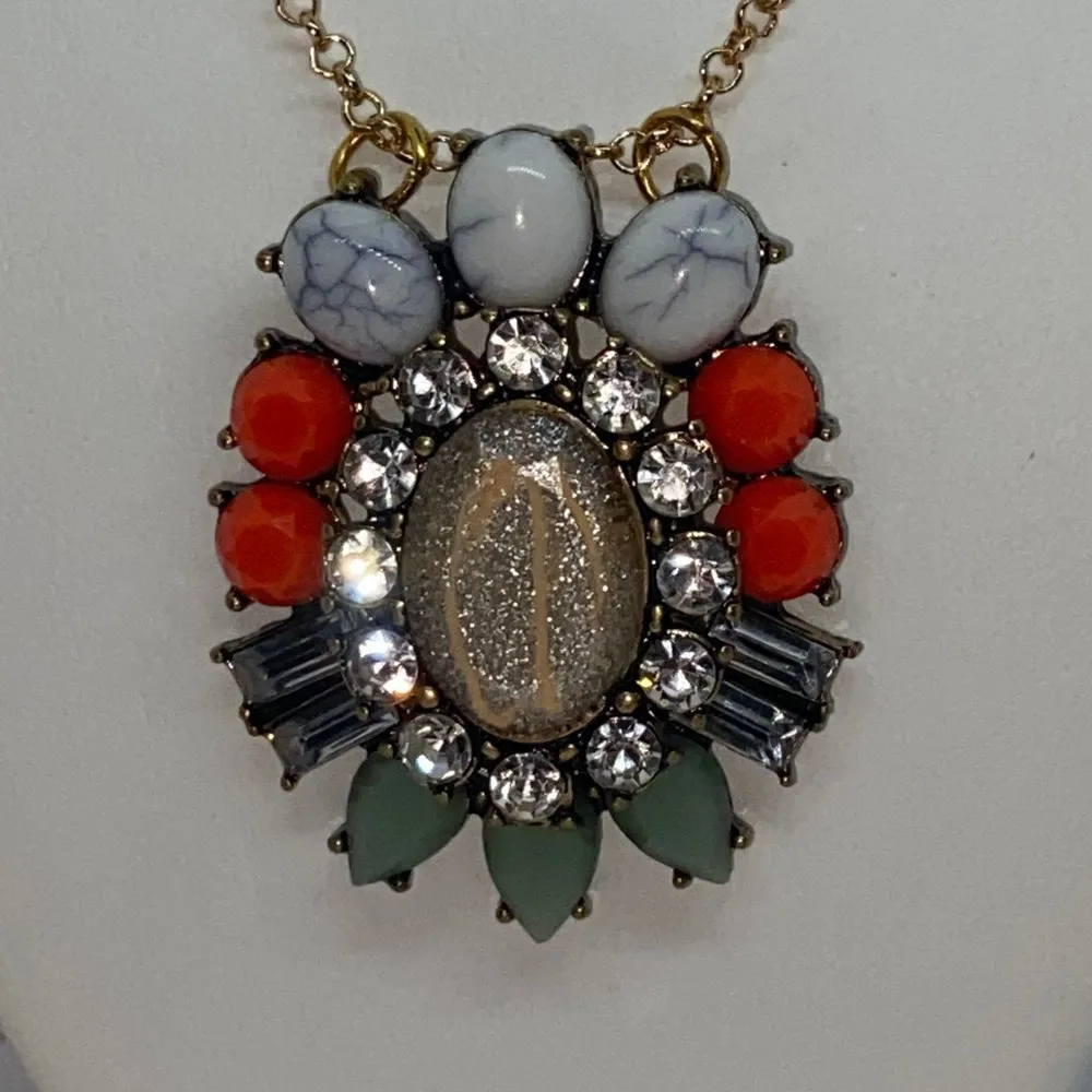 Bronze-Tone Multicolor Glitter Sparkle Necklace - Image 2
