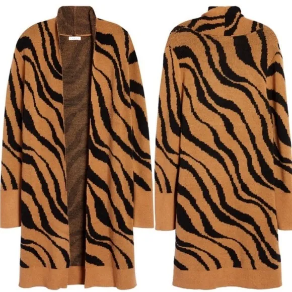Leith  Dale Zebra Tan Open Cardigan Size Small NWT - Image 2