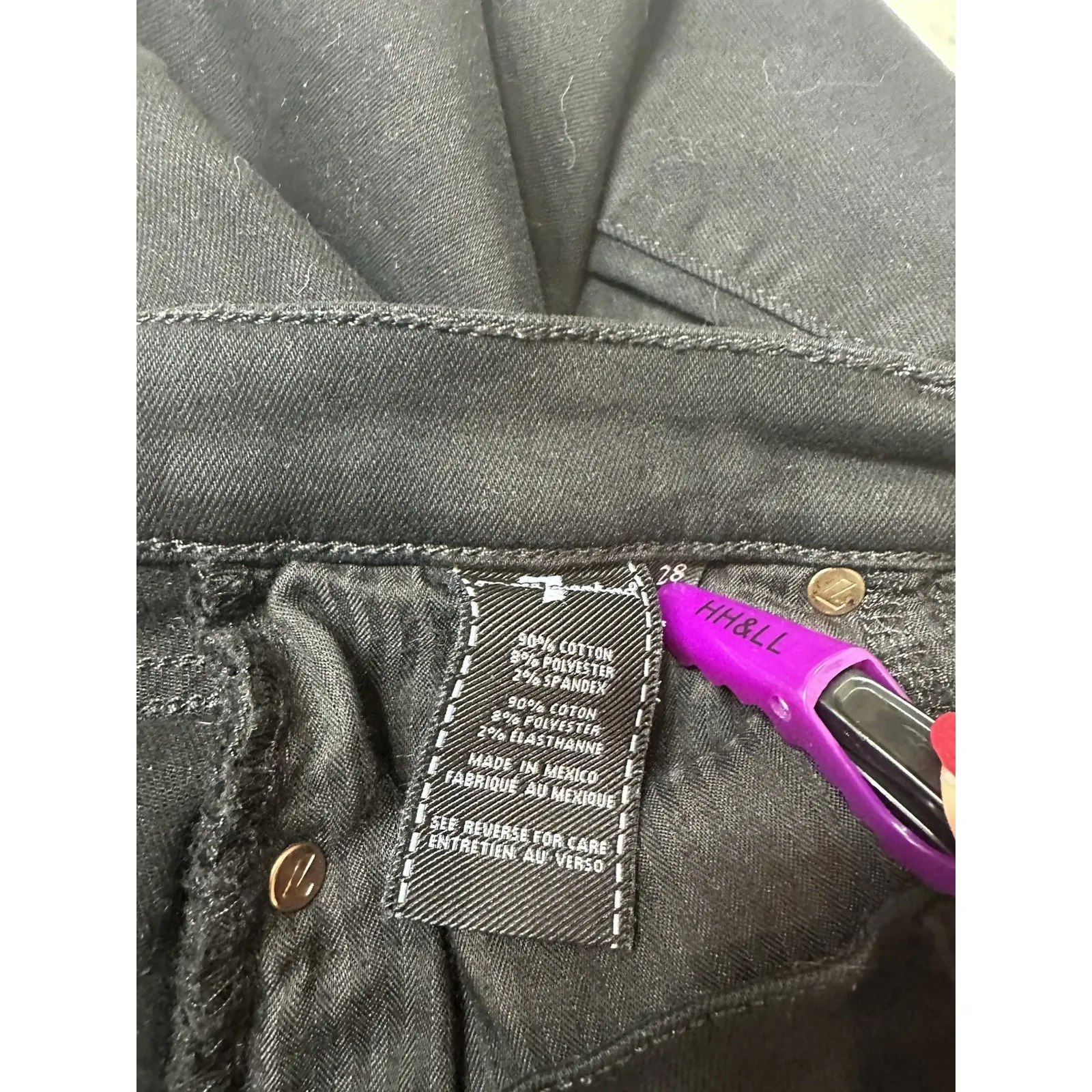 7 For All Mankind The Skinny Black Jeans 28 High Rise‎ Stretch Denim Pants - Image 4