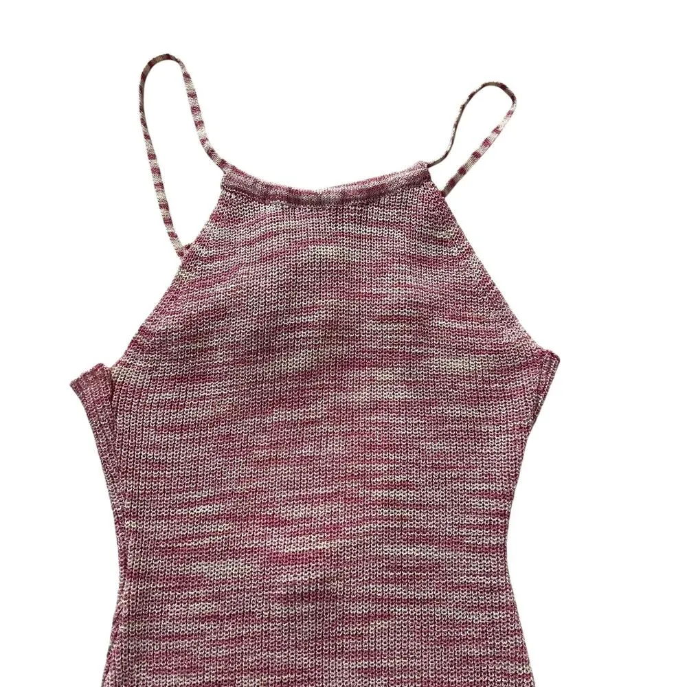 Et Clet Pink Knit Halter Mini Dress Women Size Medium | 61-33 - Image 3