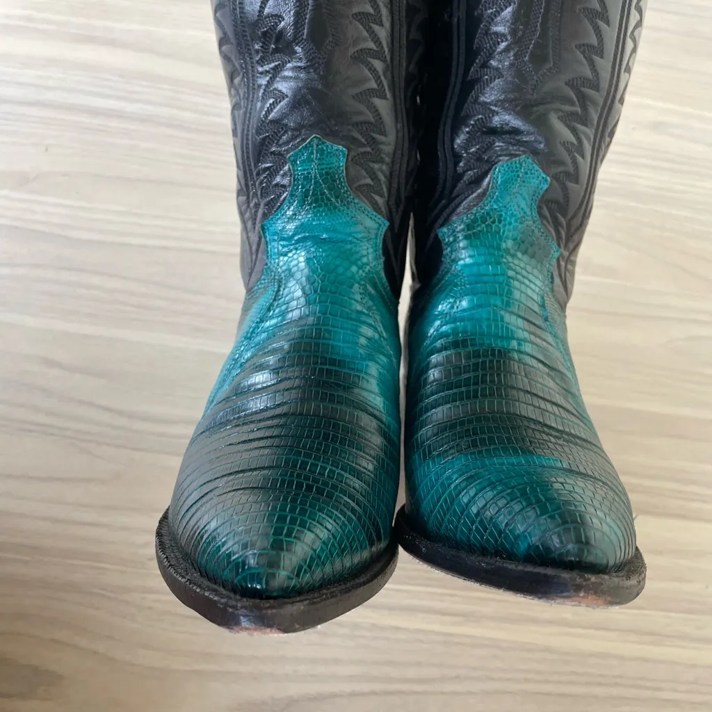 Justin Boots Black and Teal Combat Boots - Image 9