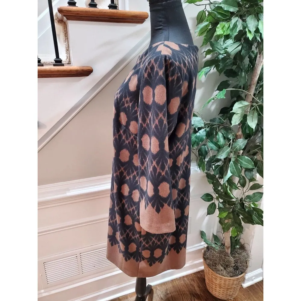 Taylor Women's Tan & Black Polyester Long Sleeve Round Neck Knee Length Dress 14 - Image 5