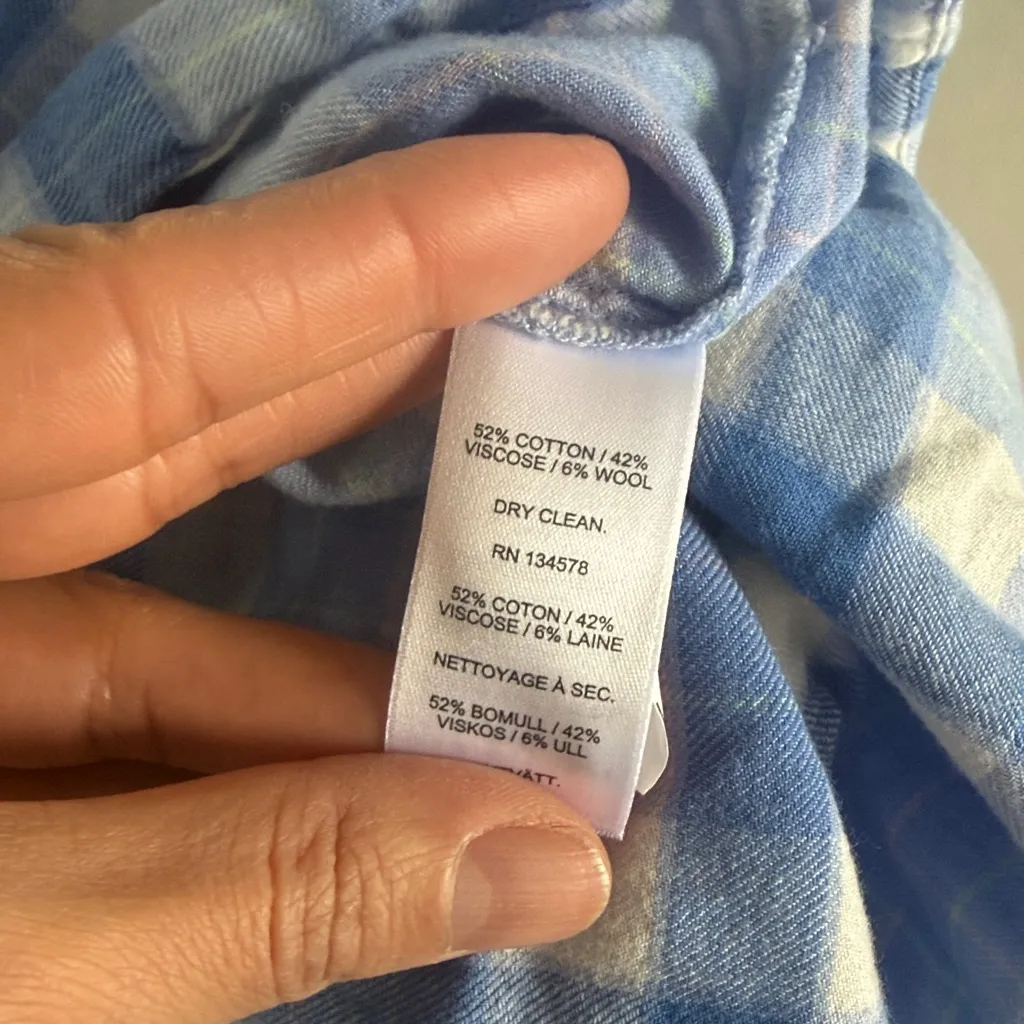 Vineyard Vines Blue and White Plaid Pajama Dress size Large Wool Blend - Image 9