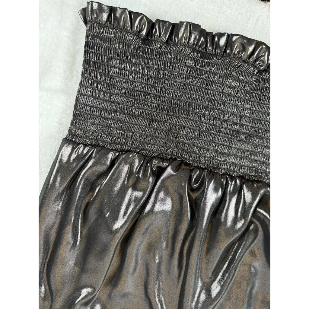 Nine West Women's‎ Sleeveless Ruffle Smocked Hem Top Blouse Size L Bronze Tied - Image 5