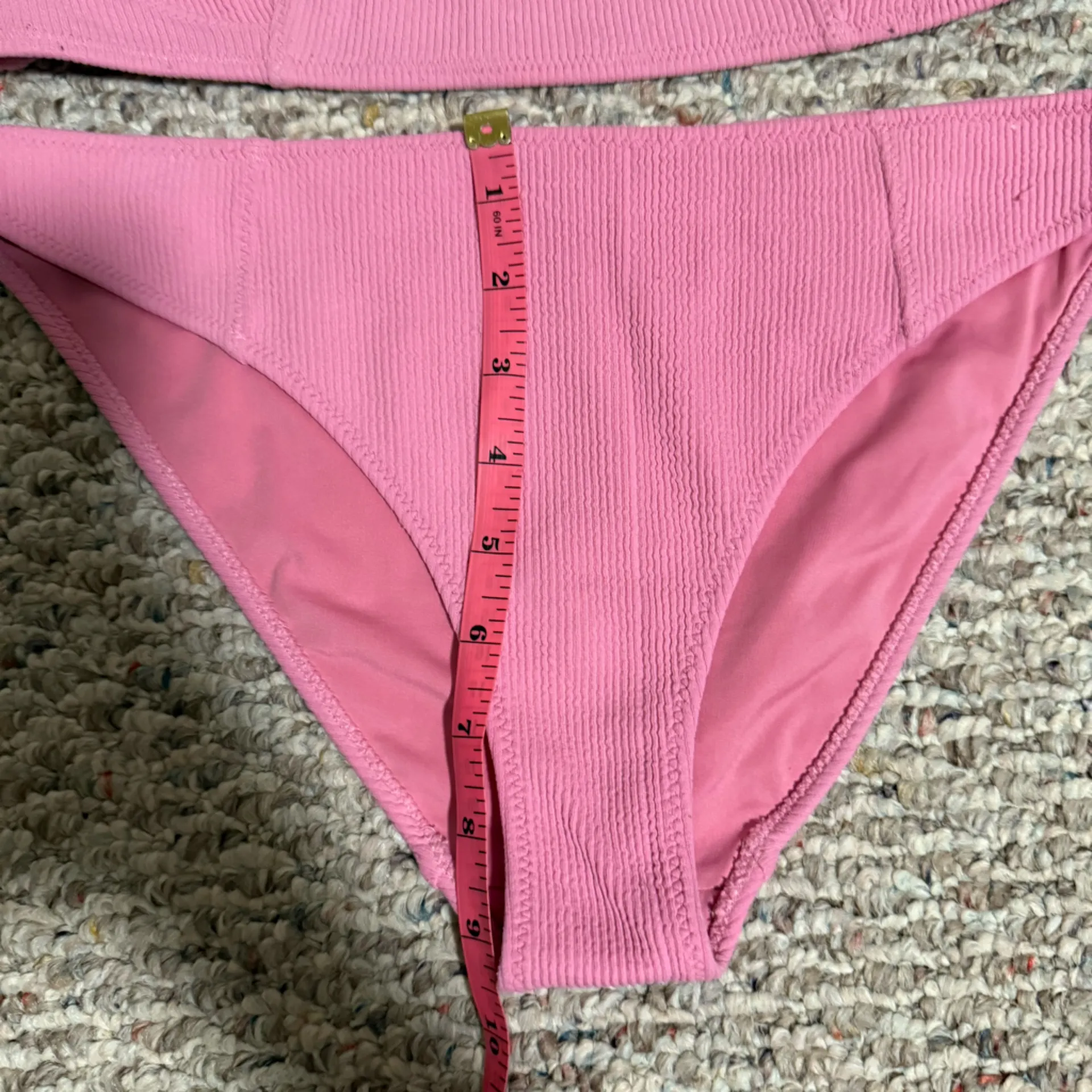 Ganni Pink Midnight Mauve Ribbed Texture Bikini Set- Size  Small - Image 5