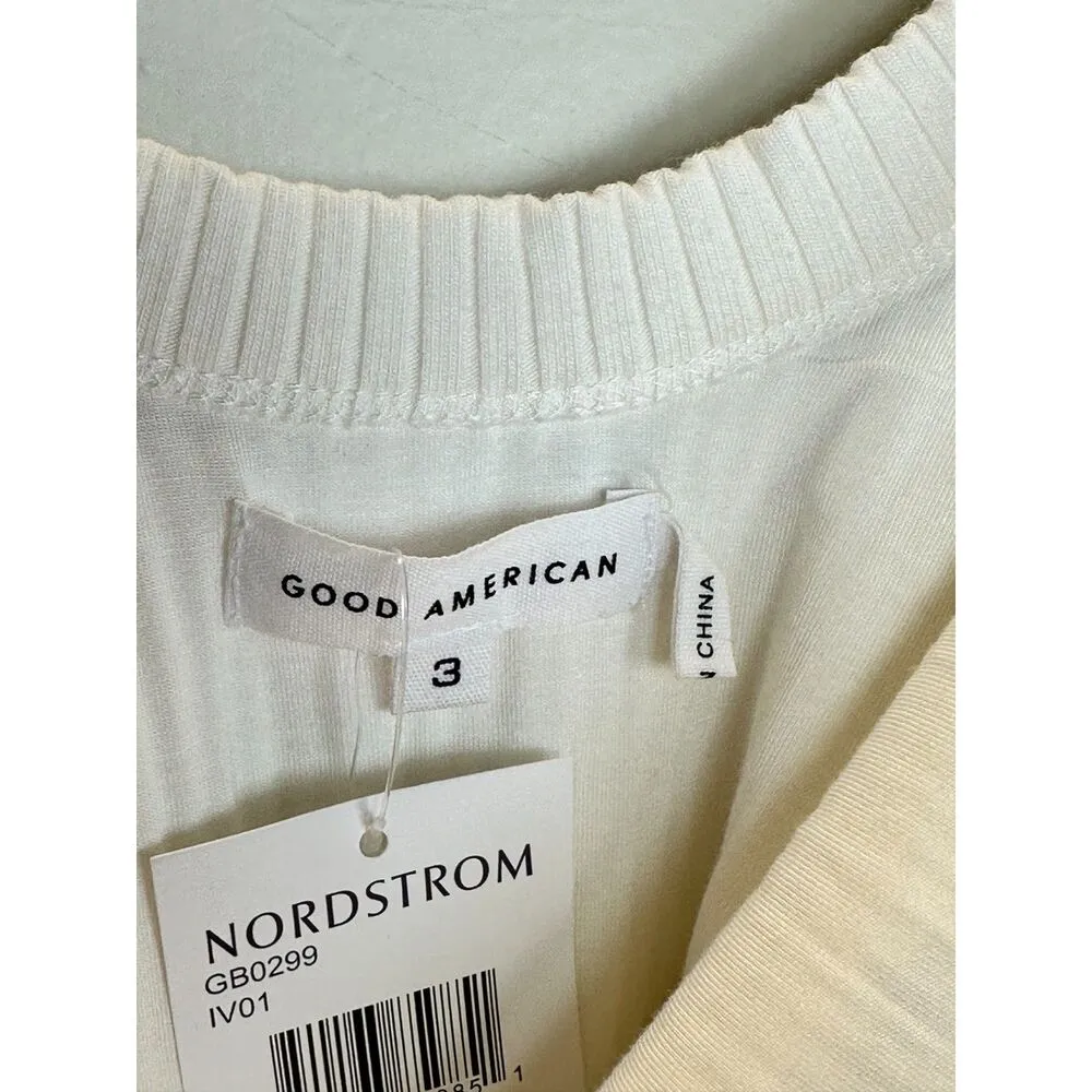 Good American Women's GB0299 Size 3 Ivory Ribbed One Piece Bodysuit NWT - Image 3