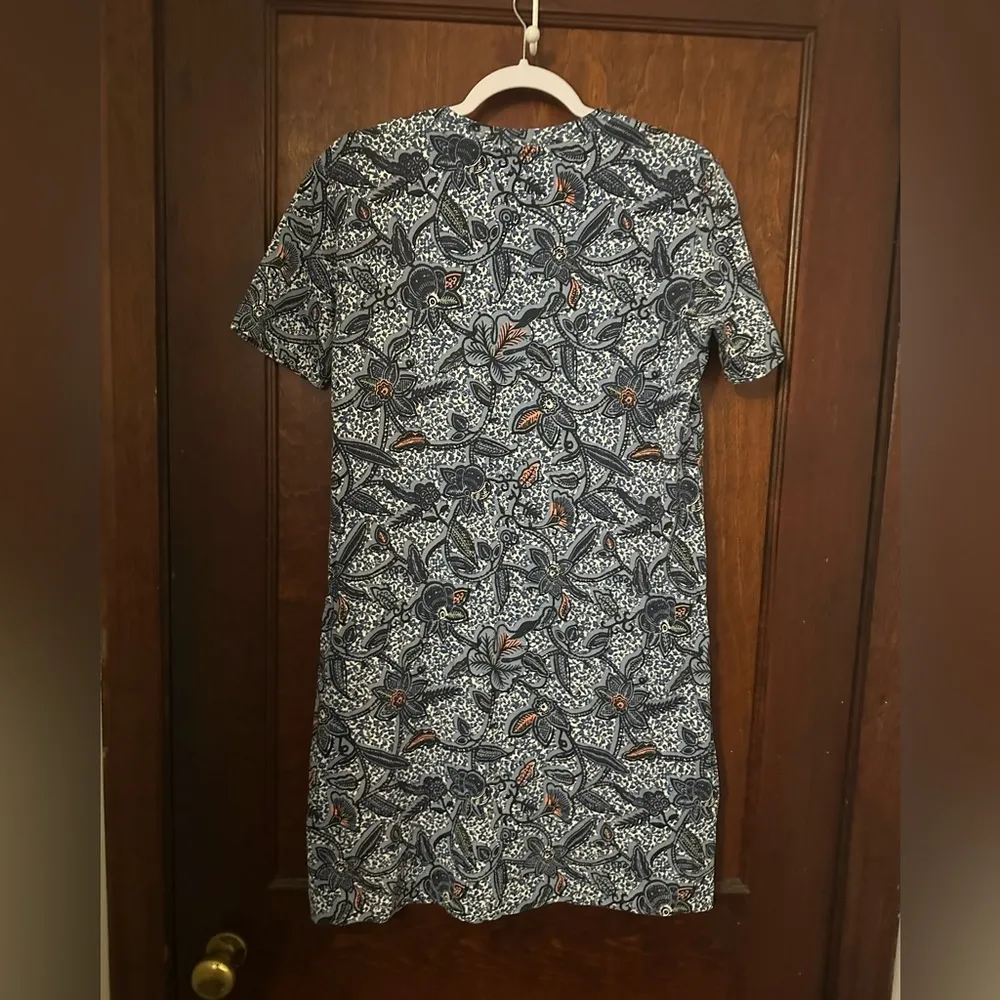 Tori Burch Tory Burch Blue Floral Print Drawstring T-Shirt Dress XS - Image 3