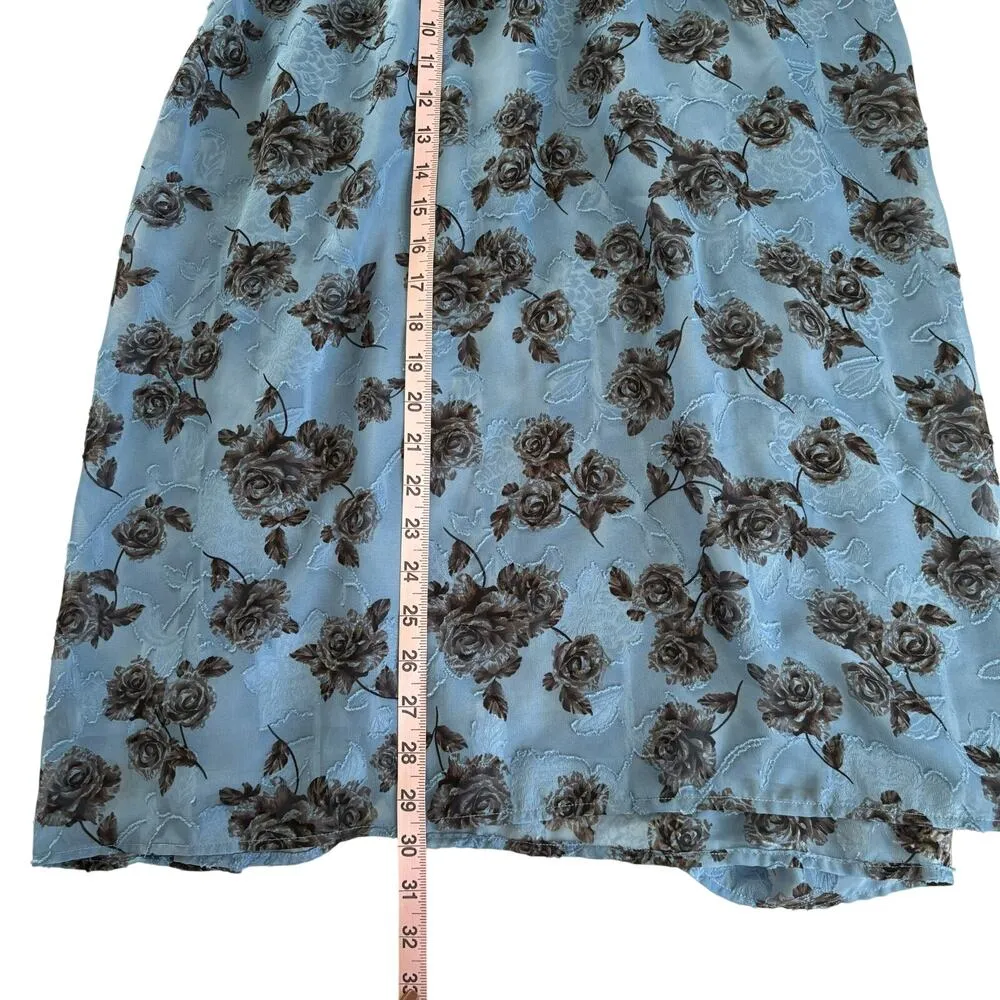 Torrid Romantic Rose Blue Floral Print Chiffon Mock Neck Halter Top Size 5X - Image 7